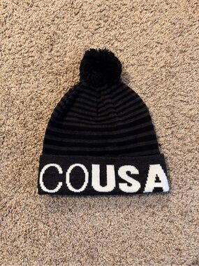 DC Shoes Co USA Pom Pom Beanie Black Gray Striped